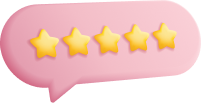 chat bubble with 5 stars